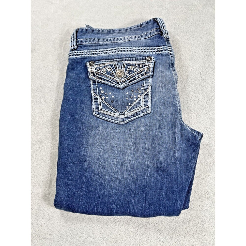 Maurices Premium Women's Bling Capri Jeans Size 13/14 Reg Distressed Low Rise - Picture 2 of 15